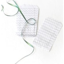 Zikzak Desenli 50 Adet Kese Kağıdı, Beyaz-Gümüş, 11X20 cm