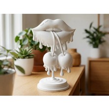 Teknokup Şımarık Kiraz Dudaklar - Eğlenceli Modern Sanat Figürü (15CM)