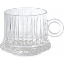 İpek Porselen 6 Kişilik Kristalize Desen Şık Tasarım Cam Kulplu Çay Takımı