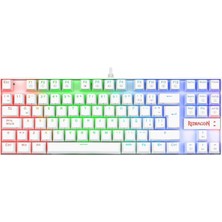 Redragon K552W-RGB Kumara Red Switch Rainbow Tkl Tr Q Mekanik Beyaz Kablolu Gaming (Oyuncu) Klavye