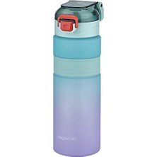 Çift Renk 800ML Kaydırmaz Silikon Gövde Rahat Içim-Pipetsiz- Motivasyon Su Matarası