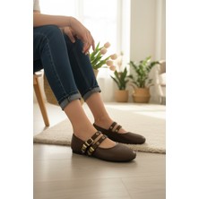 Yazın Ayakkabıları Acı Kahve Toka Detaylı Babet