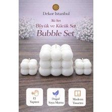 Dekor İstanbul Bubble Mum 3’lü Set Beyaz | El Yapımı Doğal Soya Mumu | Dekoratif Büyük Küçük Mum