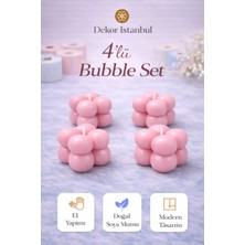 Dekor İstanbul Bubble Mum 4’lü Set Pembe | El Yapımı Doğal Soya Mumu | Dekoratif Modern Mum
