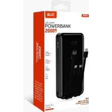 Alpotekno BLIC BPB6 20000 mAh Powerbank Dahili Kablolu – LED Ekranlı, 4’lü Çoklu Şarj, Type-C Lightning Micro USB, Hızlı Şarj Taşınabilir Şarj Aleti