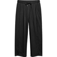 Mixray 4668 Kadın Pileli Palazzo Geniş Bol Paça Pantolon Siyah