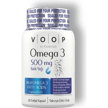 Voop Omega 3 Balık Yağı 500 Mg 60 Kapsül Yüksek EPA & DHA İçerikli Yetişkinler İçin