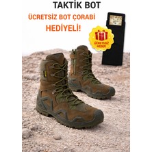 Single Sword SS601 Tactical Fermuarlı Askeri Çöl Botu+ Bot Çorabı Hediyeli - Renk: Siyah / Haki | Beden: 37