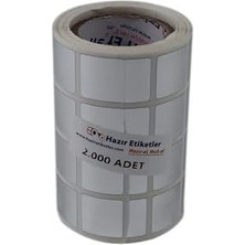 Pp Baskısız Etiket, 20MM x 20MM Yan Yana 4 Lü Ruloda 2000 Adet Rulo Etiket, Rulonun Kuka Çapı 40MM'DIR.