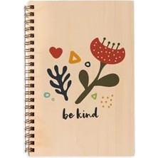 Kind Çiçek Tasarımlı 8 cm x 12 cm Ölçülerinde Çizgisiz 48 Yaprak Ahşap Kapaklı Defter