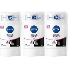 Uravas Store Kadın Stick Deodorant Black&amp;white Invisible Clear 50ML, 72 Saat Anti-Perspirant Koruma, X3 Adet