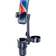 Araç Içi Telefon Tutucu ve Çift Bardak Tutuculu Büyük Boy 40 cm Yükseklik Kullanımı Kolay ve Pratik Fonksiyonel Telefon Tutucu SB-3066S