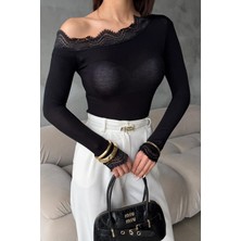 EAS Giyim Tek Omzu Açık Dantelli Bluz