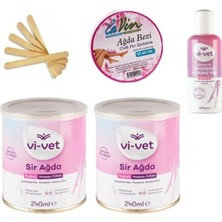 Vi Vet 5 Li Set 2 Adet 240 ml Sir Agda Pudralı +E Vitaminli Temizleme Yagı + 10MAGDA Bezi +5 Adet Spatula