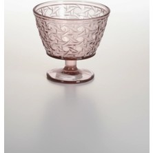 İpek Porselen 6 Kişilik Mürdüm Renkli Kabartma Desenli Cam Dondurmalık Seti 340 ml