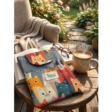Tadsy Kedili Kitap Kılıfı Şık ve Koruyucu Cepli Kitap Kılıfı Çok Amaçlı Çanta Hediye 19X25 cm