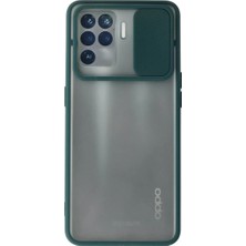 Olinea Reno 5 Lite Kılıf Palm Buzlu Kamera Sürgülü Silikon - Yeşil