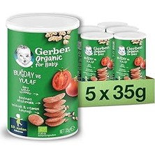Uravas Store Gerber Organik Buğday Yulaflı Domates, Havuç Soğanlı Bebek Atıştırmalığı 35 G x 5