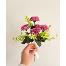 Yasima Şimşir Aranjmanlı Yapay 5 Kafalı Gül Kurusu Karanfil Ev Dekorasyon Çiçeği