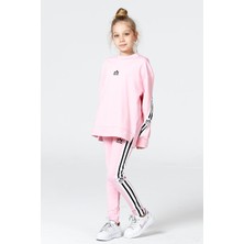 Black One Kız Çocuk Salaş Yırtmaçlı Tayt-Sweat Takımı Pembe %95 Polyester Sonbahar/Kış