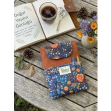 Tadsy Nakış Çiçek Desenli Kitap Kılıfı Şık ve Koruyucu Cepli Kitap Kılıfı Çok Amaçlı Çanta Hediye 19X25 cm