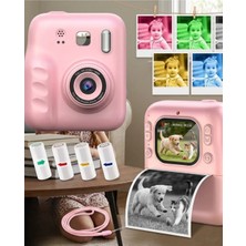 Flamex Çocuklar Için Anında Baskılı Kamera 4 Rulo Kağıt ve 5 Renk Kalem Hediyeli