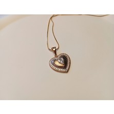 Xuping Jewelry Rose Gold Kalp Madalyon Kolye - 45 cm