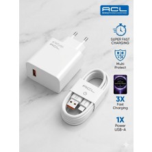 Alpotekno ACL 67W Turbo Hızlı Şarj Adaptörü USB-A + USB-C Kablo 1M | Süper Fast Charger 3X Hızlı Şarj AC-107