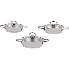 Uravas Store Silver 6 Parça Paslanmaz Çelik Sahan Seti (16-18-20 Cm)
