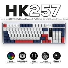 Hawk Gaming Chair HK257 Membrane LCD Rgb Kablosuz/bluetooth Kırmızı Mavi Full Türkçe Gaming Klavye