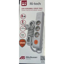  mutlusan ri-tech 3 lü şok korumalı grup priz 1.5 metre (001 175 370002 15 00)