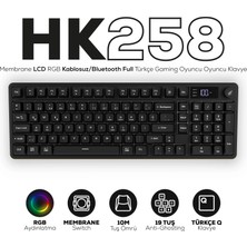 Hawk Gaming Chair HK258 Membrane LCD Rgb Kablosuz/bluetooth Siyah Full Türkçe Gaming Oyuncu Klavye