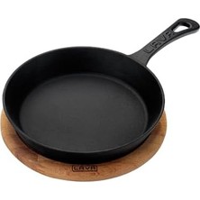 Ahşap Saplı Dökme Demir Kızartma Tavası, Yuvarlak, Indüksiyon Dahil Tüm Ocaklar Için Uygundur