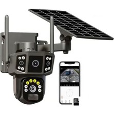 Solar Kamera Wifi V380 Pro Güneş Enerjili 10X Zoom 6mp 2 Lens Alarm Ses Akıllı Wifi Güvenlik Kamera