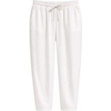 Mixray 4307 Kadın Beli Lastikli Parçalı Şalvar Pantolon Beyaz