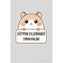 Huggy Craft Sevimli Tavşan Sticker Lütfen Ellerimizi Yıkayalım Etiketi
