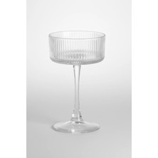 İpek Porselen 6 Kişilik Modern Çizgili Kabartma Desen Cam Ayaklı (Kadeh) Takımı 245 ml