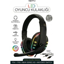Neffo LED Oyuncu Kulaklığı – Gürültü Izolasyonlu Mikrofonlu, Ses Ayar Tekerlekli, Ps4/ps5/xbox/pc