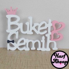 Ensio Kişiye Özel Ikili Ahşap Isimlik – Çift Isim Yazılı Dekoratif Tasarım | Renk ve Figür Seçenekli