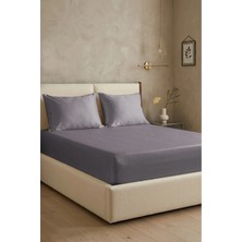 First Choice %100 Pamuk Saten 200 Tc (80 Tel) Lastikli Çarşaf Seti Açık Gri