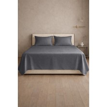 First Choice %100 Pamuk Saten 200 Tc (80 Tel) Düz Çarşaf Seti Füme