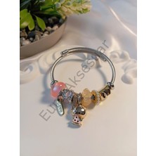 Euro Aksesuar Pembe Renk Kedi Charm Detaylı Pandora