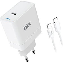 Bix BXUC65FTA 65W Pd Typ-C Girişli Pro/air Şarj Cihazı,  Air/pro 13/14/15/16 Inç LED Göstergeli ve Tüm Type-C Cihazlarıyla Uyumlu 2 Metre Type-C’den Type-C’ye Kablo