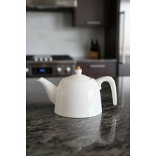 İpek Porselen Krem Gold Altın Yaldızlı Sade Çay Demliği 930ML