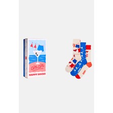 Happy Socks - Kadın Çok Renkli Eğlenceli Desenli 3\'lü Çorap Hediye Seti