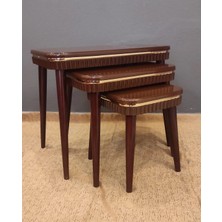 KS Şeritli Saray Model Üçlü Ceviz Mat Renk  (3) Zigon Seti