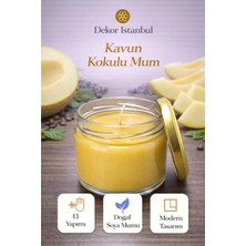 Dekor İstanbul Kavun Kokulu Kavanoz Mum | El Yapımı Doğal Soya Mumu | Dekoratif Cam Mum