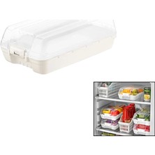 Magicool Dünya DP-07412-101 ( Kar Beyaz ) Şeffaf Plastik Buzdolabı Organizeri Kapaklı ( 320X183X103MM )*12=k
