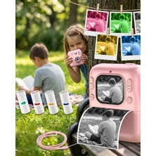 Pileli Store Mini Çocuk Kamerası Fotoğraf Video Çekim 4 Rulo Baskı Kağıdı ve 5 Kalem Hediyeli
