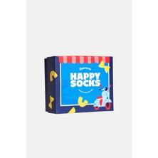 Happy Socks - Erkek Çok Renkli Makarna ve Scooter Desenli 2\'li Çorap Hediye Seti